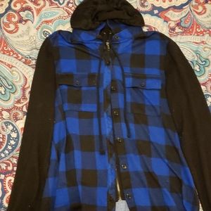 Blue plaid lightweight sweatshirt